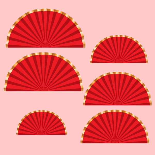 Combo 12 quạt giấy đỏ.