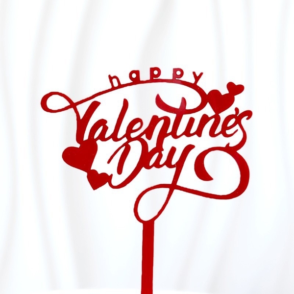 Set 10 mica Happy Valentine (chữ Happy vòng)-ĐỎ.