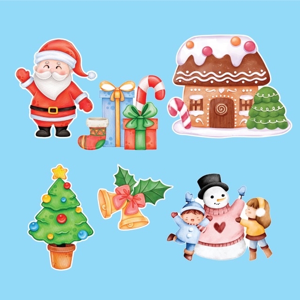 Combo 2 set giấy NOEL M2 (ông già-nhà-2 em bé ôm người tuyết)5617.