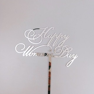Set 10 Mica Womenday chữ uốn - bạc
