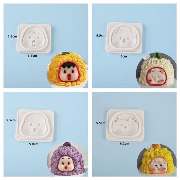 Set khuôn silicon - 4 mặt em  bé kute size NHỎ (KT khuôn 7cm x 7.6cm).