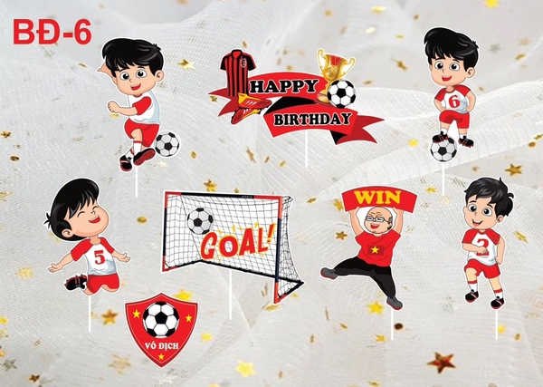Set giấy bóng đá HD - cấu thủ áo đỏ và huấn luyện viên cầm chữ WIN.