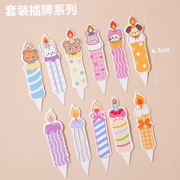 Combo 5 set giấy - nến kute con vật (60 cây cắm hình nến).