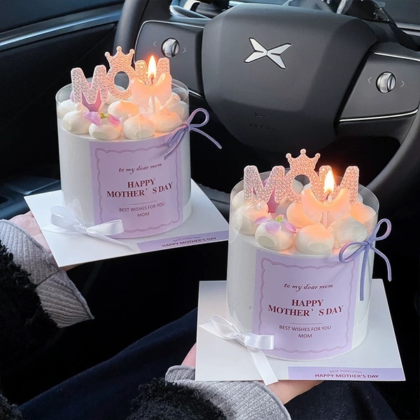 Set 50 bảng giấy vuông HAPPY MOTHER'S DAY  kt 8cmx8cm-MÀU TÍM.