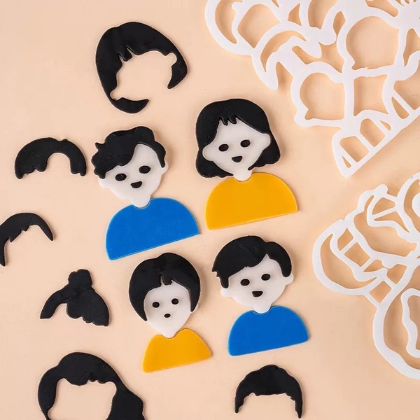 Set khuôn nhấn 7 chi tiết Bố - Mẹ + mặt + tóc.