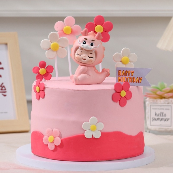 Tượng sứ em bé rồng-MÀU HỒNG.