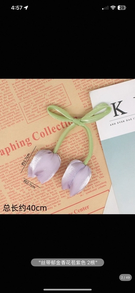 Nơ lụa hoa tuylip (kích thước to -45cm)-TÍM.