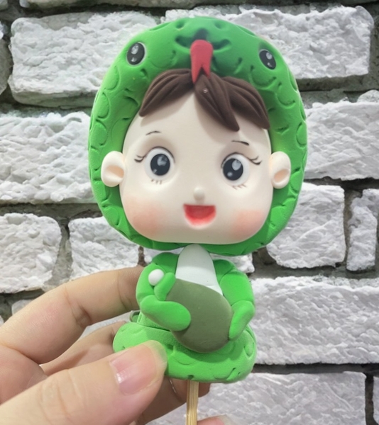Tượng đất nặn - RẮN chibi XANH.