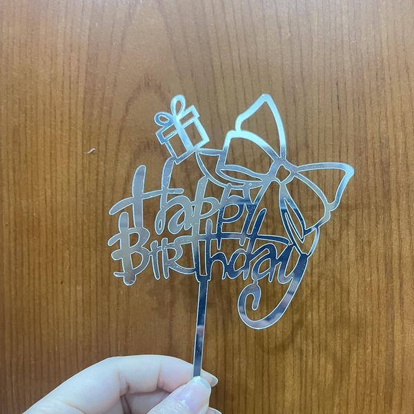 Set 10 mica HPBD gắn hộp quà và nơ-BẠC.