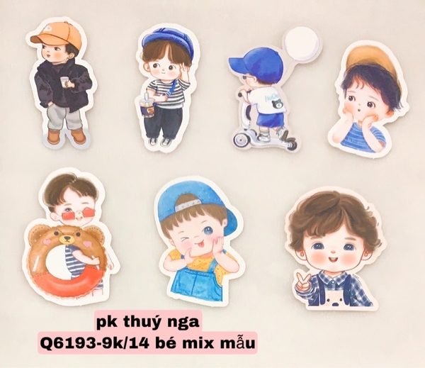 Set 14 thẻ giấy bé trai mix mẫu.
