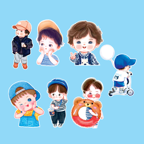 Set 14 thẻ giấy bé trai mix mẫu.