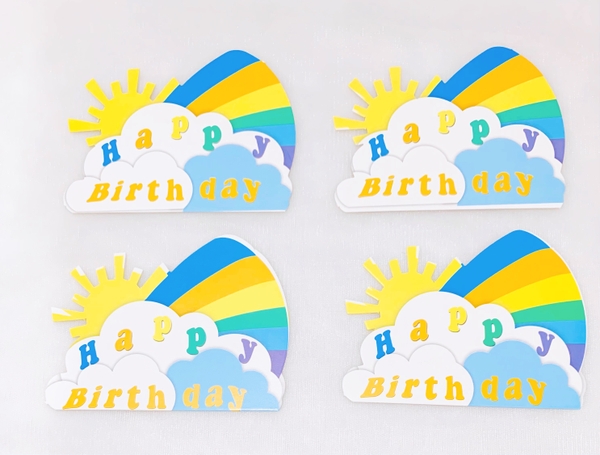 Set 8 Thẻ cắm HPBD mặt trời núi-XANH (1 lớp).