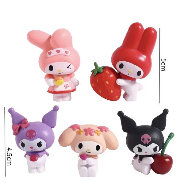Set 5 tượng Melody và kuromi nhựa mềm.