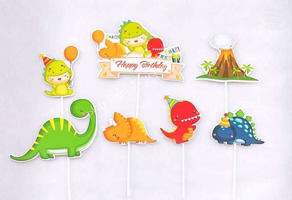 Set giấy khủng long baby chùm bóng.
