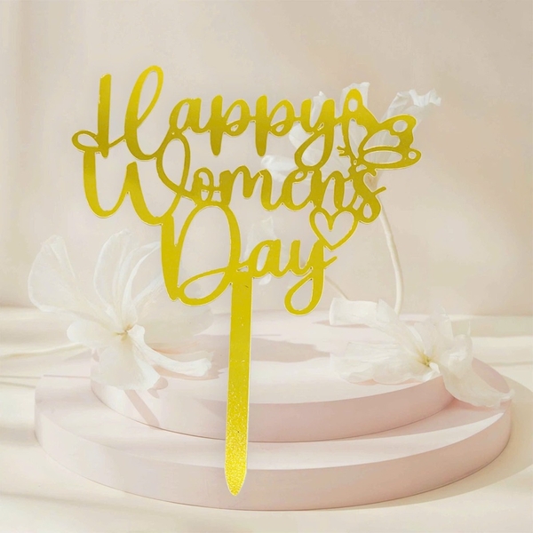 Set 10 mica Happy women's day gắn cánh bướm-VÀNG.