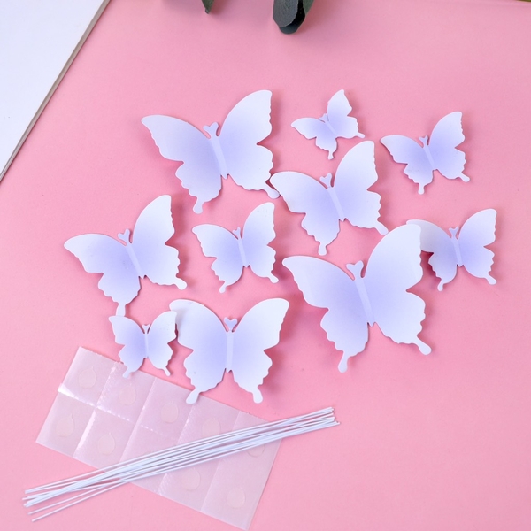 Set 10 bướm giấy mix 2 màu TRẮNG TÍM.