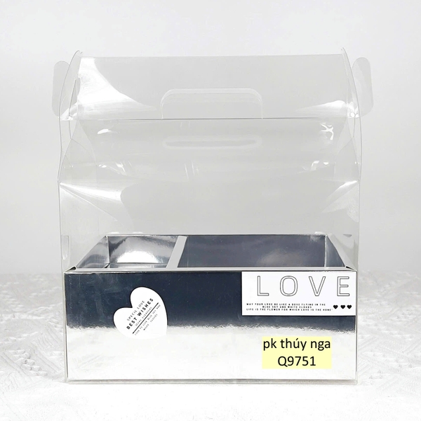Set 10 hộp mica 2 ngăn LOVE -MÀU BẠC.