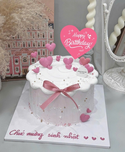 Set 60 thẻ trái tim HPBD giấy - MÀU HỒNG (SIZE NHỎ 6.5x3.5cm).