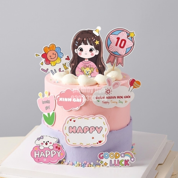 Combo 5 set giấy SX- bé gái tóc dài, điểm 10 và hoa tuylip.