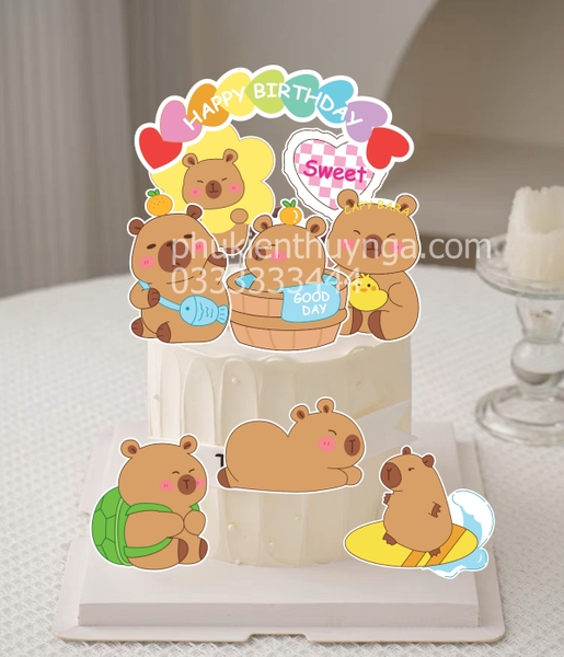 Combo 2 set giấy-Capybara mẫu 3 (có cổng HPBD sắc màu).