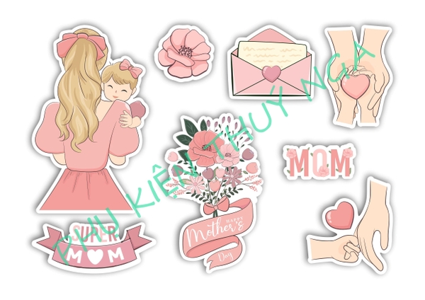 Combo 2 set giấy - Mẹ bé và hoa (MOM)  (mua 1 tặng 1).