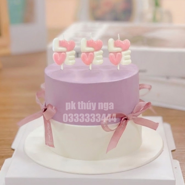 Vỉ 3 nến LOVE 2 tầng -MÀU TRẮNG MIX HỒNG.