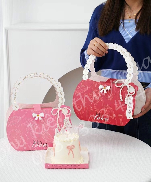 Set 10 hộp giấy hình chiếc túi-ĐỎ (cán màng đẹp) (xả kho).