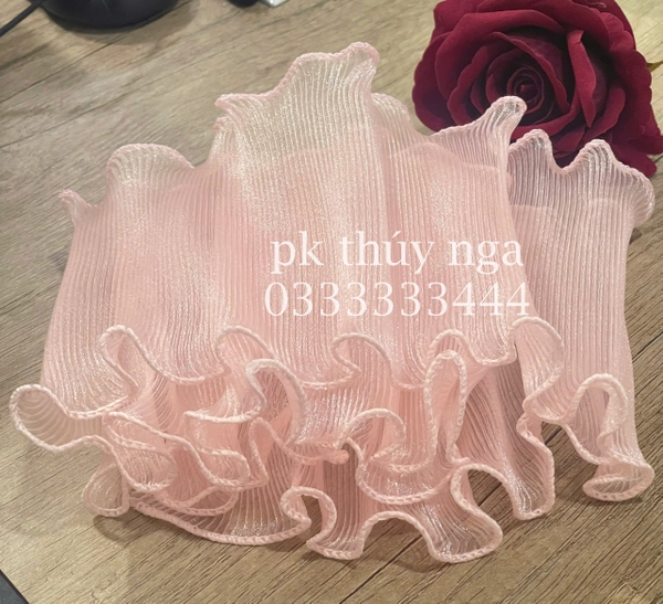 Voan thành bánh loại 1 bóng, sóng đẹp 14cm x 2m -HỒNG CAM.