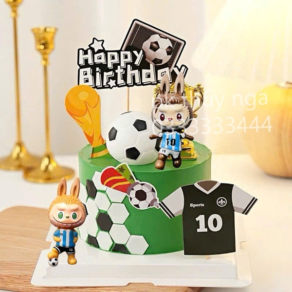 Set 4 tượng nhựa cứng Labubu (cầu thủ bóng đá).