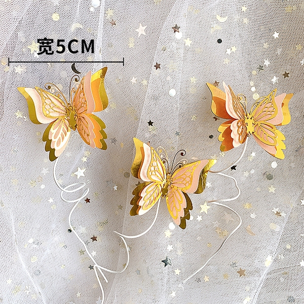 CAM-Set 3 bướm mica vàng.