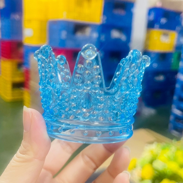 Vương miện trong suốt size nhỏ (5.8x5.5x7.5cm)-XANH.