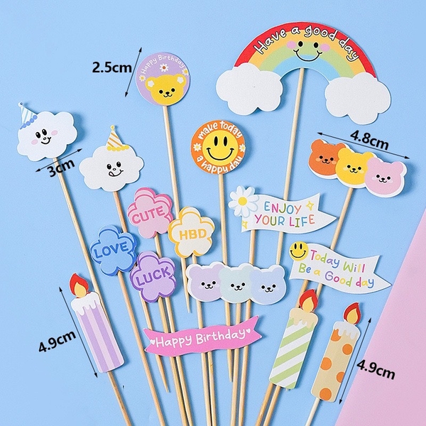 Combo 2 set giấy - mix chi tiết (cầu vồng, nến, mặt cười, ngôi sao kute).