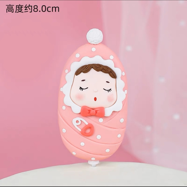 Tượng bé thôi nôi-HỒNG (silicon).