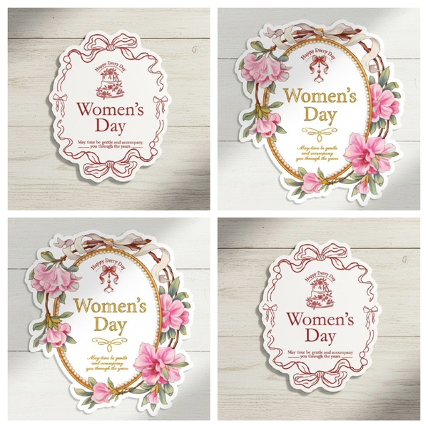 Set 60 bảng giấy hoạ tiết hoa hình OVAL mix 2 mẫu -  HAPPY WOMEN'S DAY.