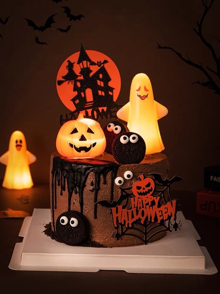Tượng nhựa Halloween-Bí ngô có đèn.