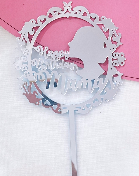 Set 10 mica HPBD MAMI hình cô gái-BẠC.