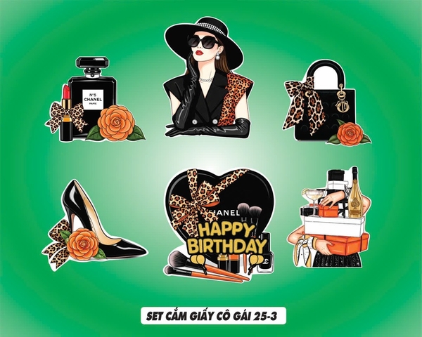 10 set giấy cô gái đeo kính đen, đội mũ đen HD-25W.3.