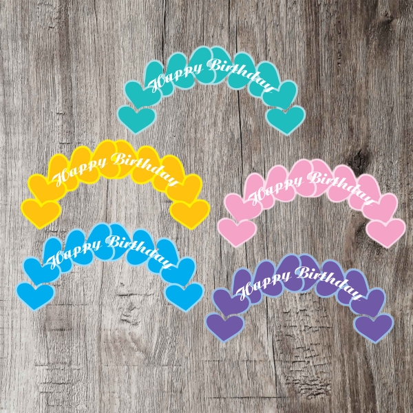 Set 10 bảng HPBD vòng cung mix màu (mỗi chiếc 1 màu).