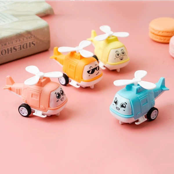 Bộ 4 máy bay trực thăng nhựa sắc màu kute (có cánh quạt).