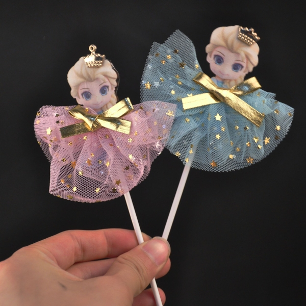CAM-Thẻ cắm công chúa giấy elsa đội vương miện - màu xanh B040