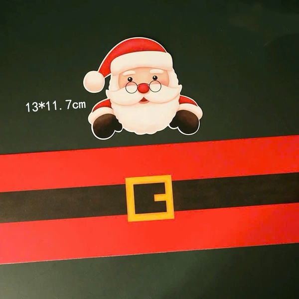 Set 10 thành bánh giấy chủ đề NOEL 10cmx55cm - họa tiết thắt lưng và sticker giấy ông già noel đeo kính.