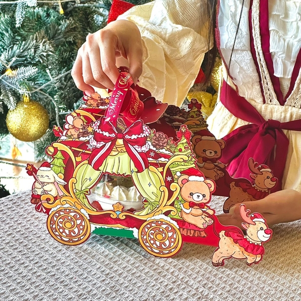 Set 5 hộp cầu NOEL -hình xe kéo tuần lộc.