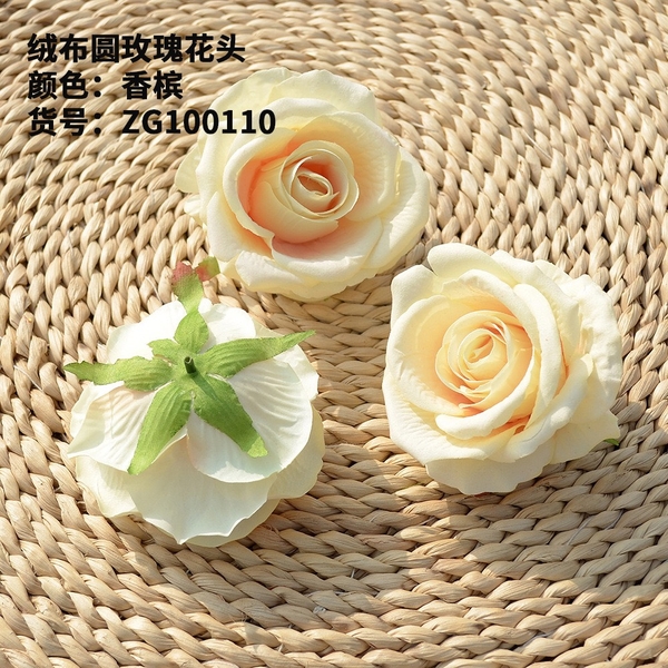 Hoa hồng đẹp (cánh cứng cáp)  kt 10cm-VÀNG NHẠT.