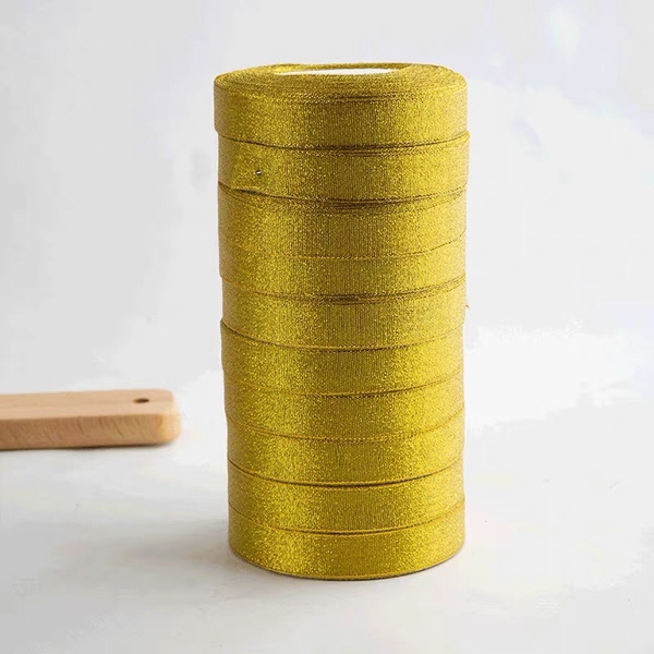 Lốc 10 cuộn ruybang kim tuyến -VÀNG (2cm x 25m).