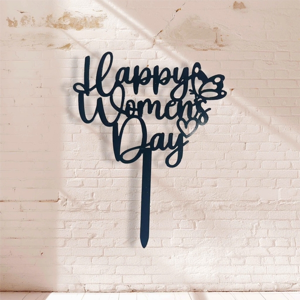 Set 10 mica Happy women's day gắn cánh bướm-ĐEN.