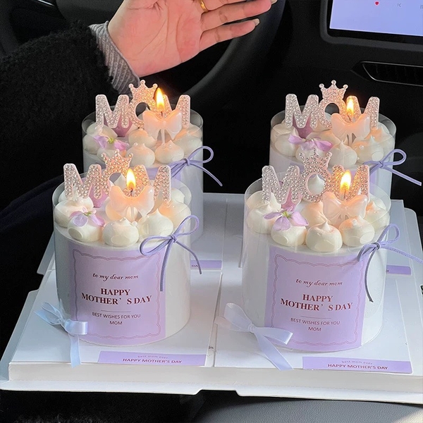 Set 50 bảng giấy vuông HAPPY MOTHER'S DAY  kt 8cmx8cm-MÀU TÍM.