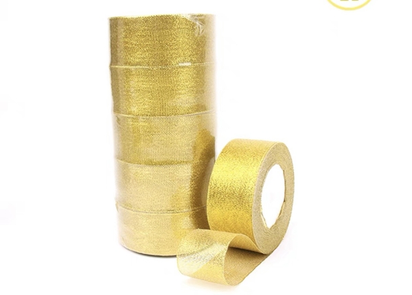 Lốc 5 cuộn ruybang kim tuyến-VÀNG (4cm x 25m).