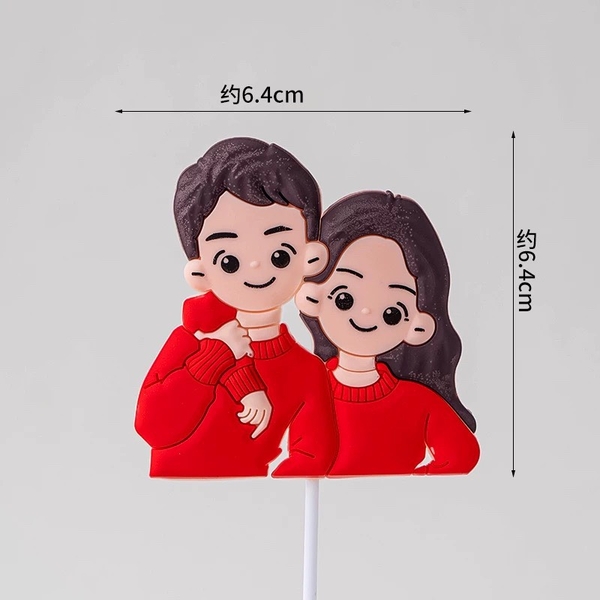 Tượng nhựa dẻo -đôi tình yêu áo đỏ (khoác vai).