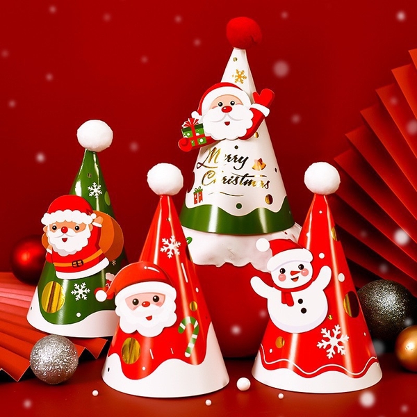 Mũ giấy gắn bông (chủ đề NOEL) (mẫu ngẫu nhiên).
