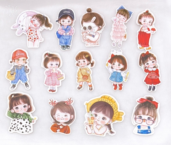 Set 14 thẻ giấy bé gái mix mẫu.